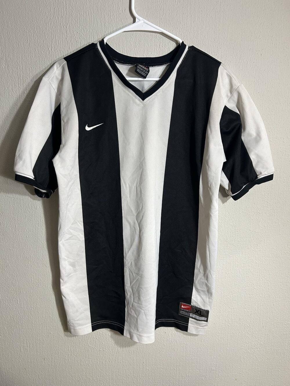 Vintage 1999 Nike Jersey Soccer Football Shirt Black White Trikot 90s Mens XL